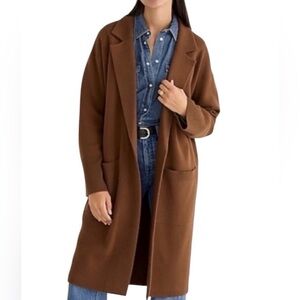 New J. Crew Ella Open Duster Merino Wool Cardigan Sweater Jacket in Brown Small